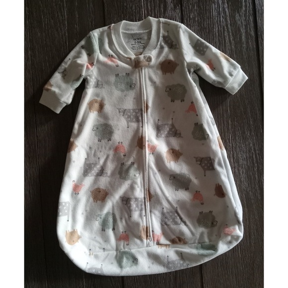 Carter's Other - Carter's 0-3 month Long Sleeve Fleece Zippered Animal Print Sleep Sack Sleeper